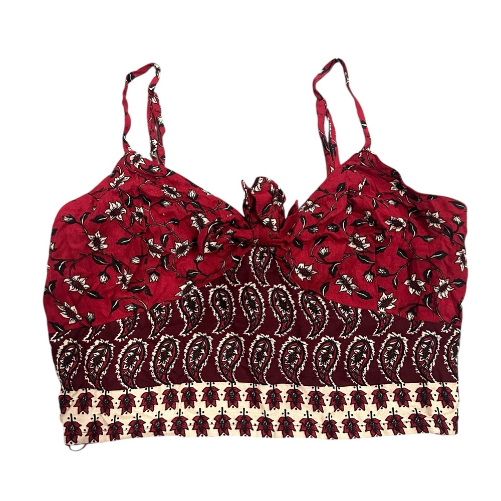 BOG Collection Women’s Red Floral Paisley Crop Top Size Medium